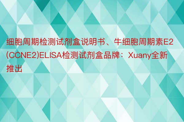 细胞周期检测试剂盒说明书、牛细胞周期素E2(CCNE2)ELISA检测试剂盒品牌：Xuany全新推出